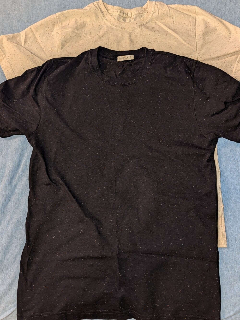 Gustin RAINBOW NEP Black and Cream Speckled Crew Neck T-Shirts x2